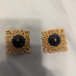 Avon Gold and Black Statement Earrings
